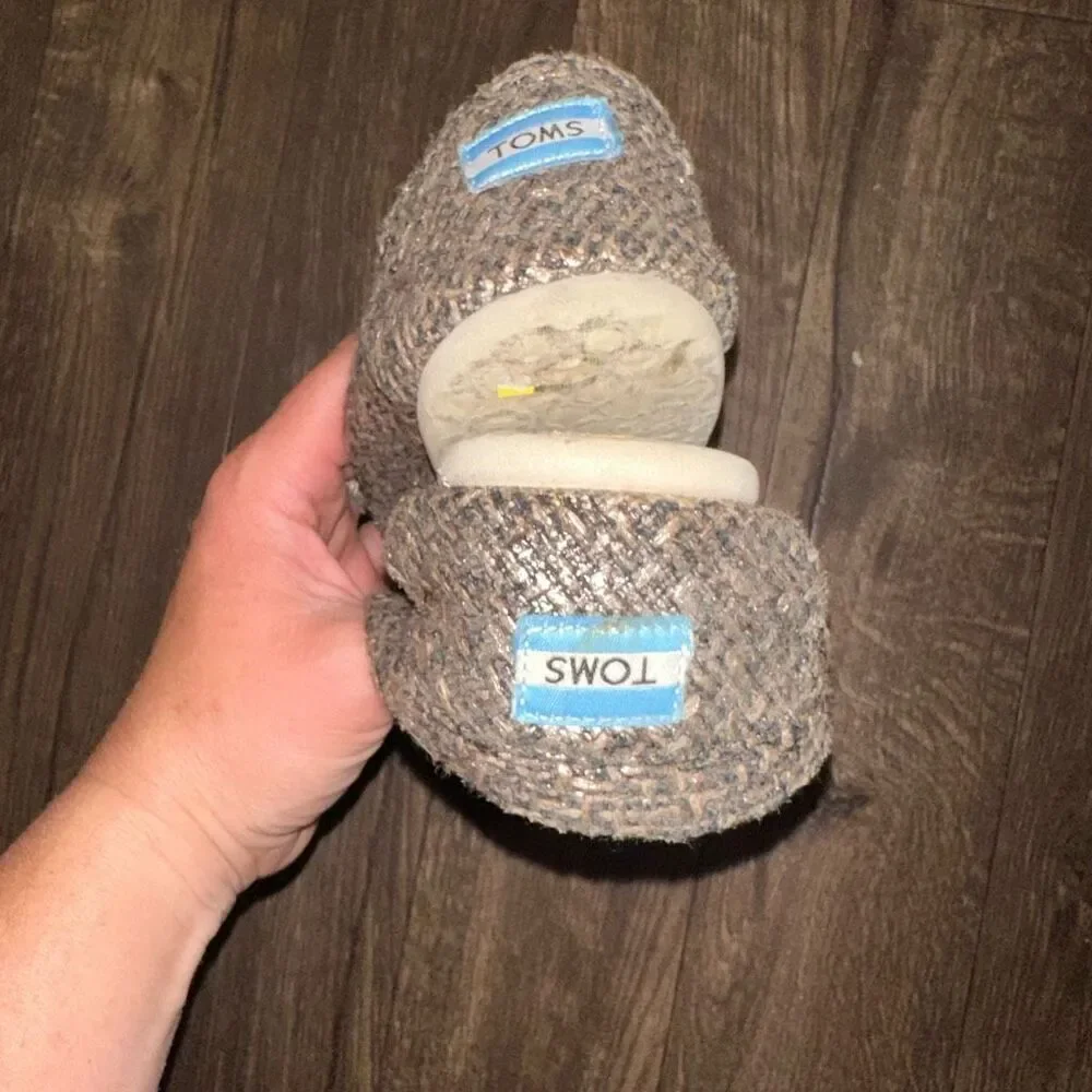 Toms metallic silver & bronze slip on 9.5 basic shoes
